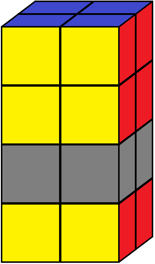 Middle down face of the 2x2x4 tower cube